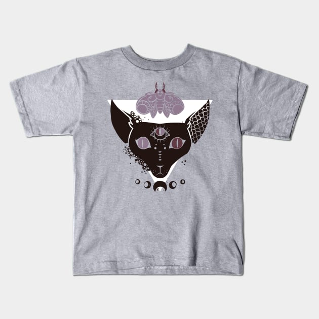 Sphynx Cat, Moth, Third Eye, And Triangle Kids T-Shirt by cellsdividing